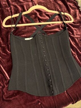 Zara Black Corset-Style Button Front Camisole